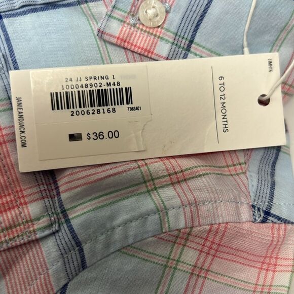 Janie and Jack 100048902 The Madras Plaid Shirt NWT size 6-12 months - Picture 5 of 8